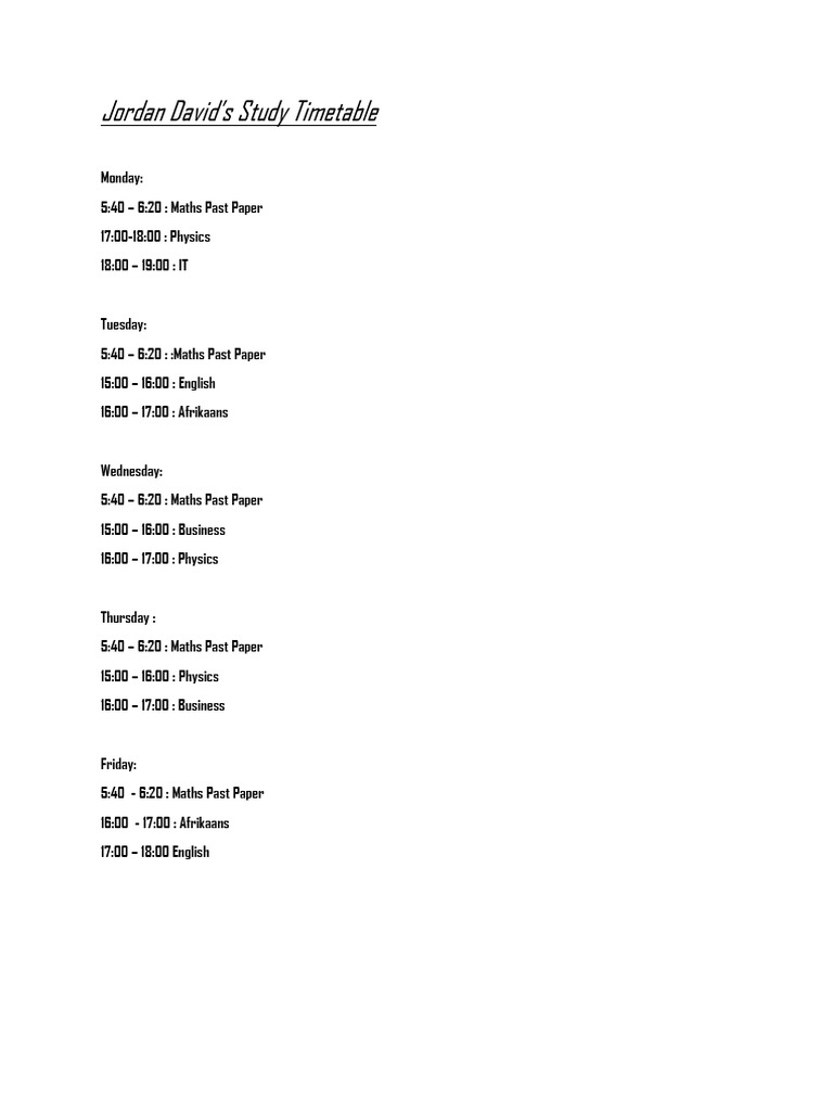 Study Timetable | PDF