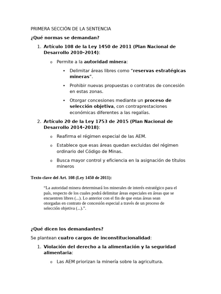 Explicación Sentencia C 035 16 | PDF | Minería | Dominio eminente