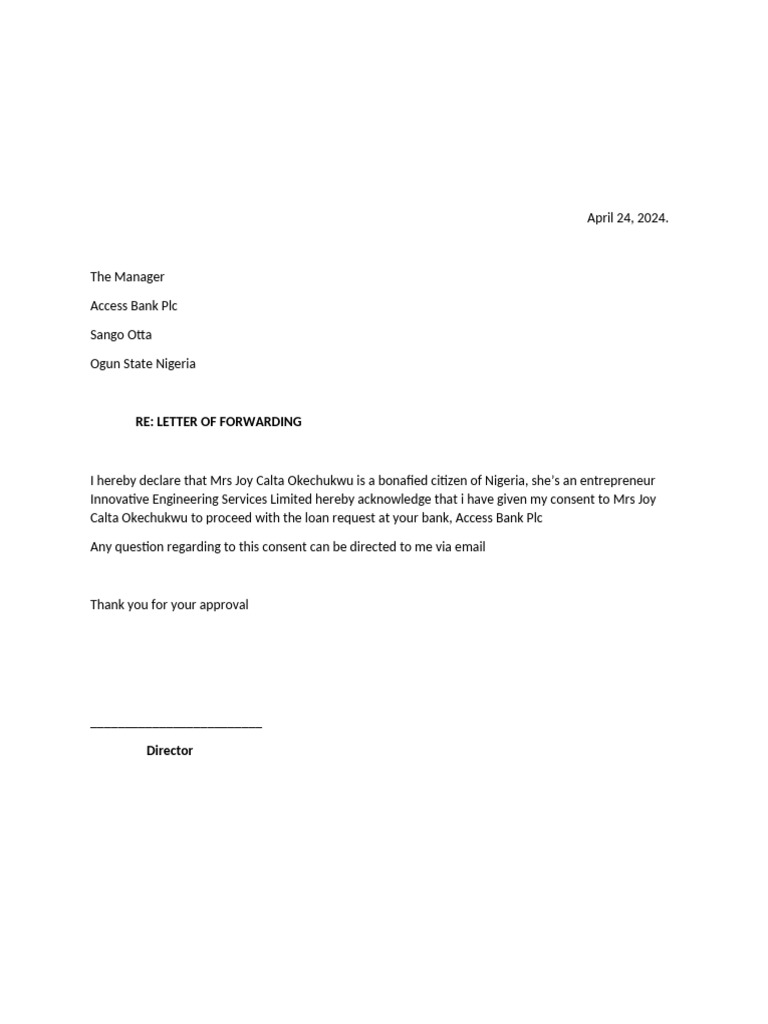 Letter of Fowarding | PDF