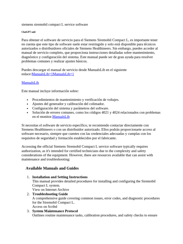 Software de Servicio Siremobil Compact L | PDF | Software | Ingeniería ...