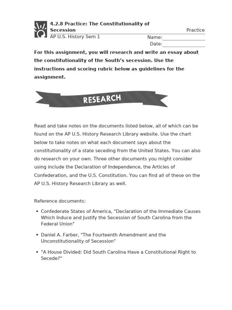 Constitutionality of South Carolina's Secession | PDF | Secession In ...