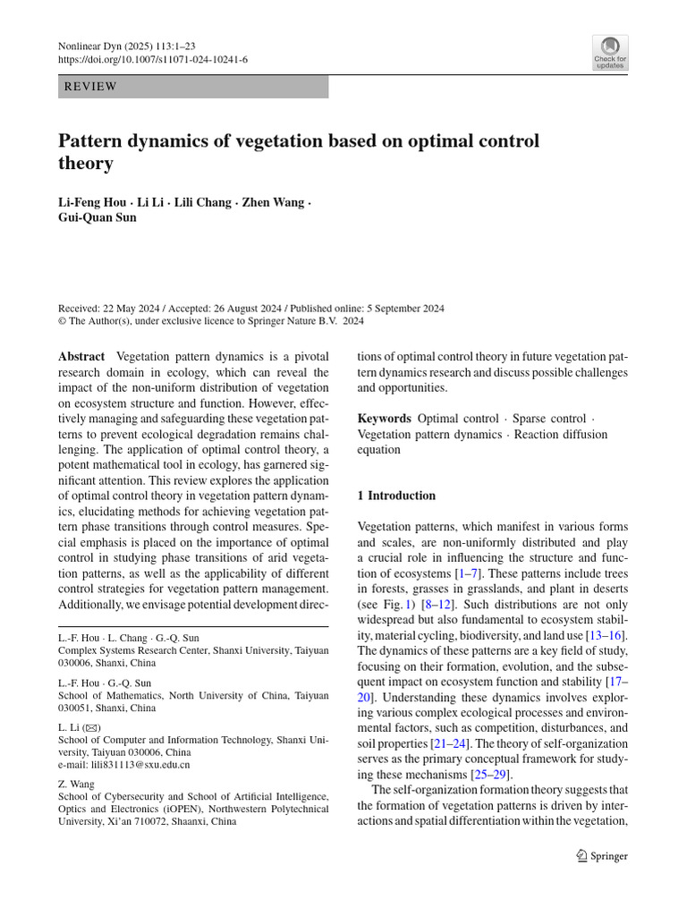 Optimal Control in Vegetation Dynamics | PDF | Optimal Control ...