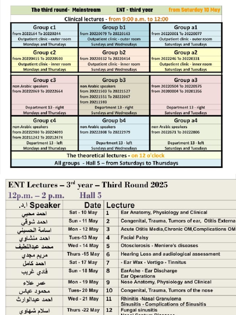 ENT Schedule | PDF