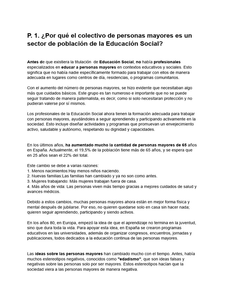 Educación Social y Personas Mayores | PDF | Vejez | Aprendizaje