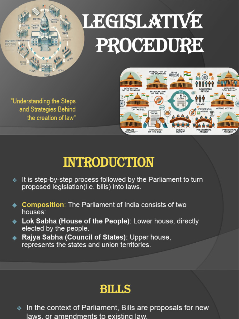 Indian Parliament Legislative Process | PDF | Bill (Law) | Political Law