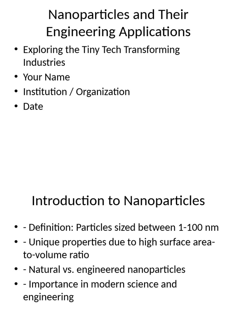 Nanoparticles Engineering Applications | PDF | Nanoparticle ...