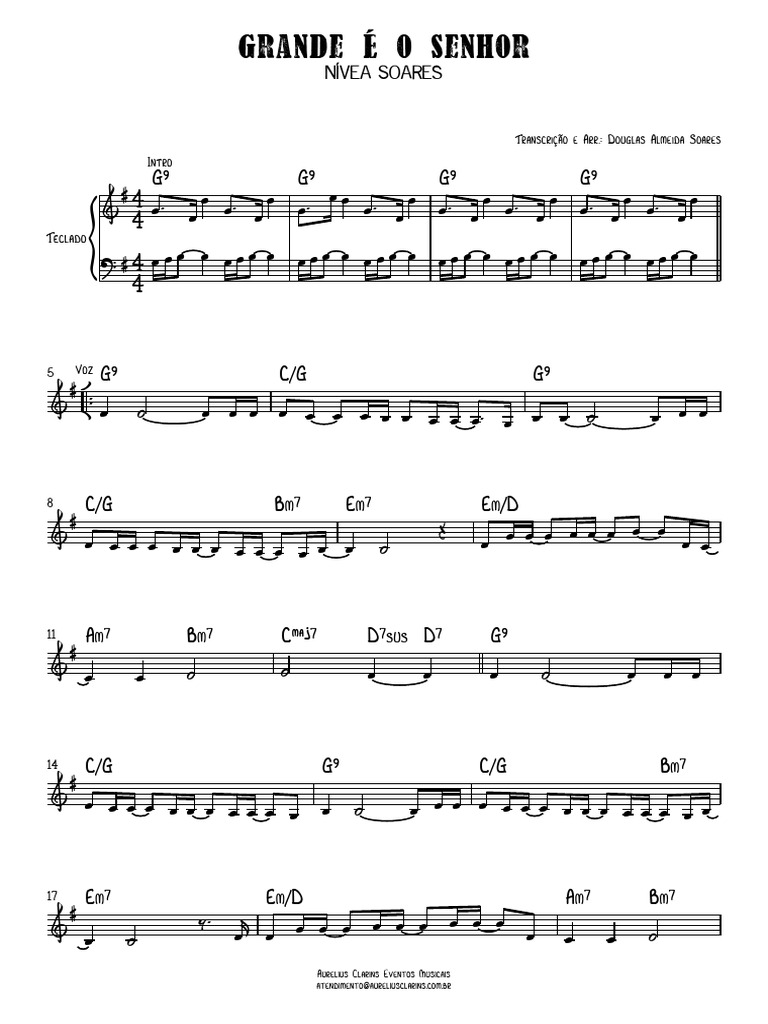 Transcrição Musical: Grande é o Senhor | PDF
