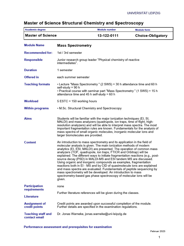 Chemistry Masters | PDF | Mass Spectrometry | Time Of Flight Mass ...