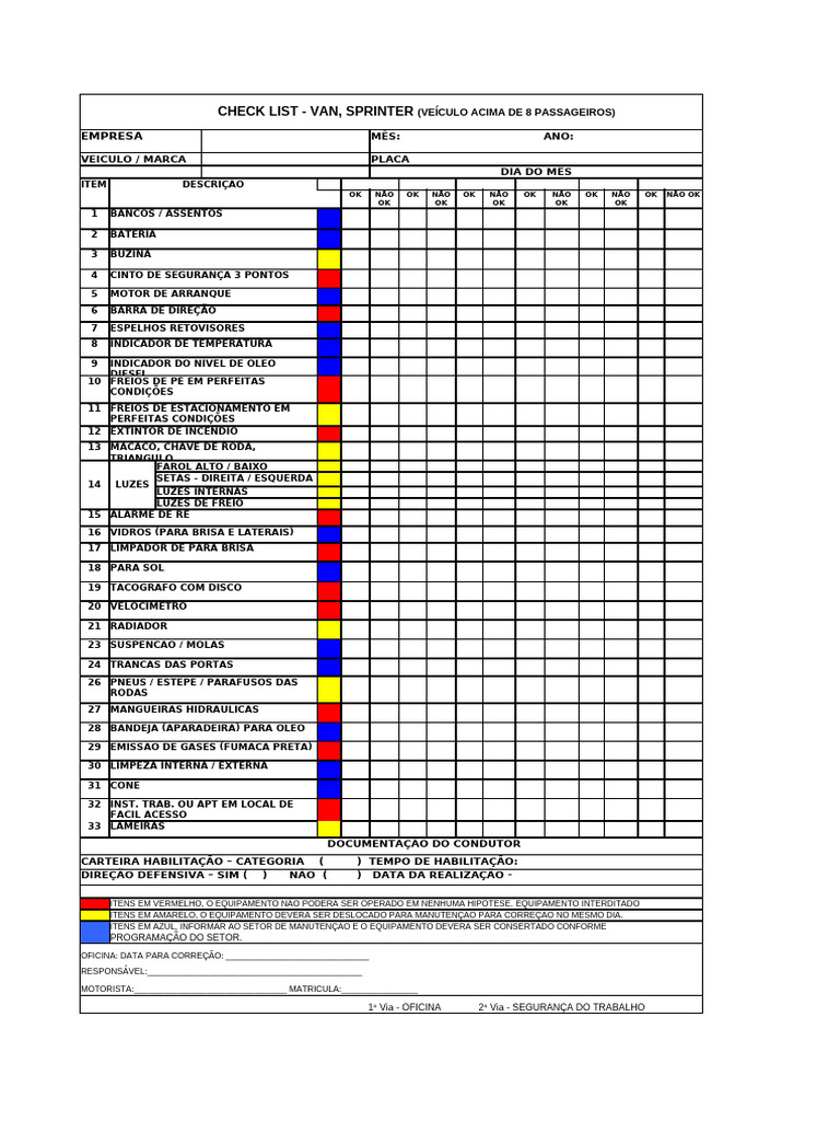 Checklist de Manutenção para Vans | PDF | Veículos | Transporte