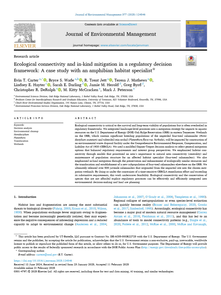 Ecological Connectivity in Habitat Mitigation | PDF | Superfund ...