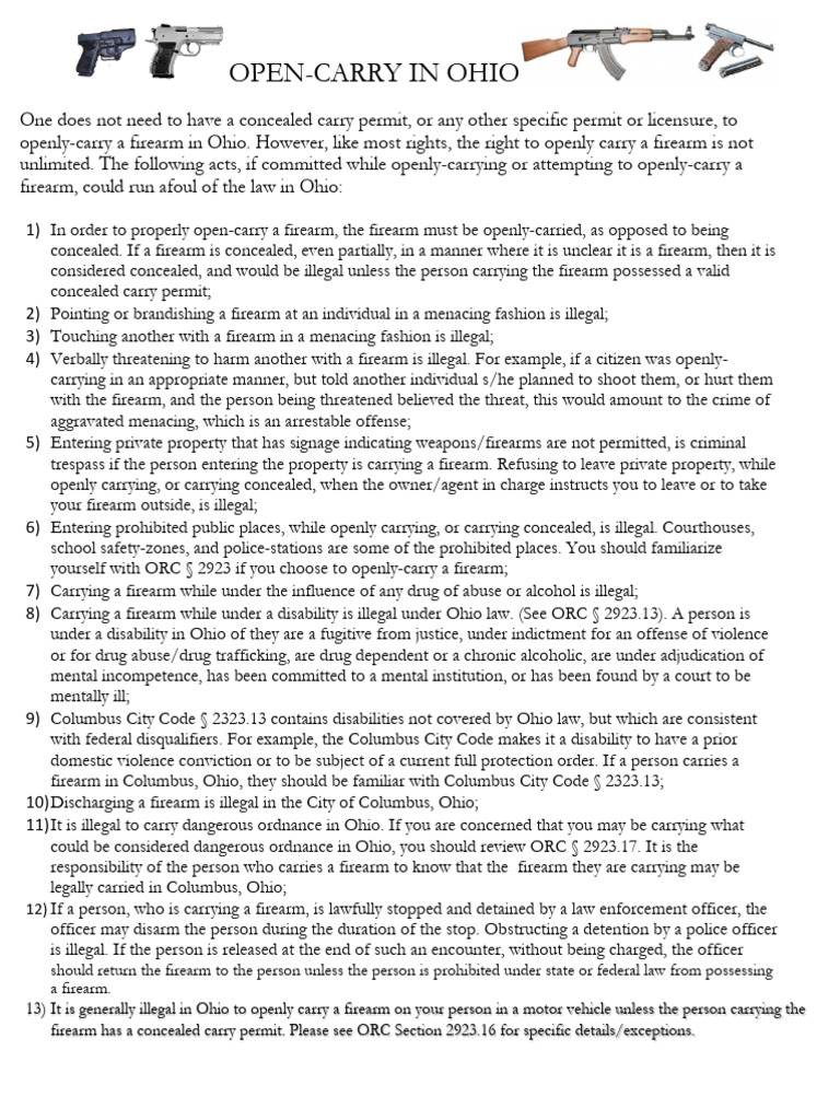 Ohio Open Carry Laws Explained | PDF | Concealed Carry In The United ...
