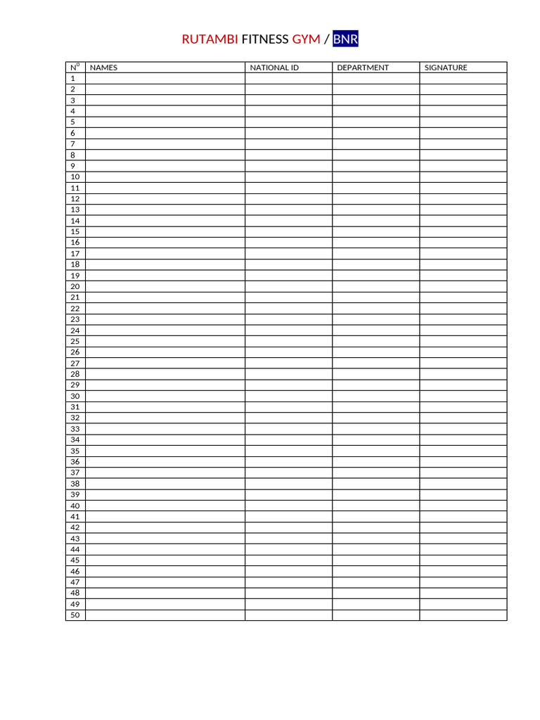 Rutambi Fitness Gym Member List | PDF