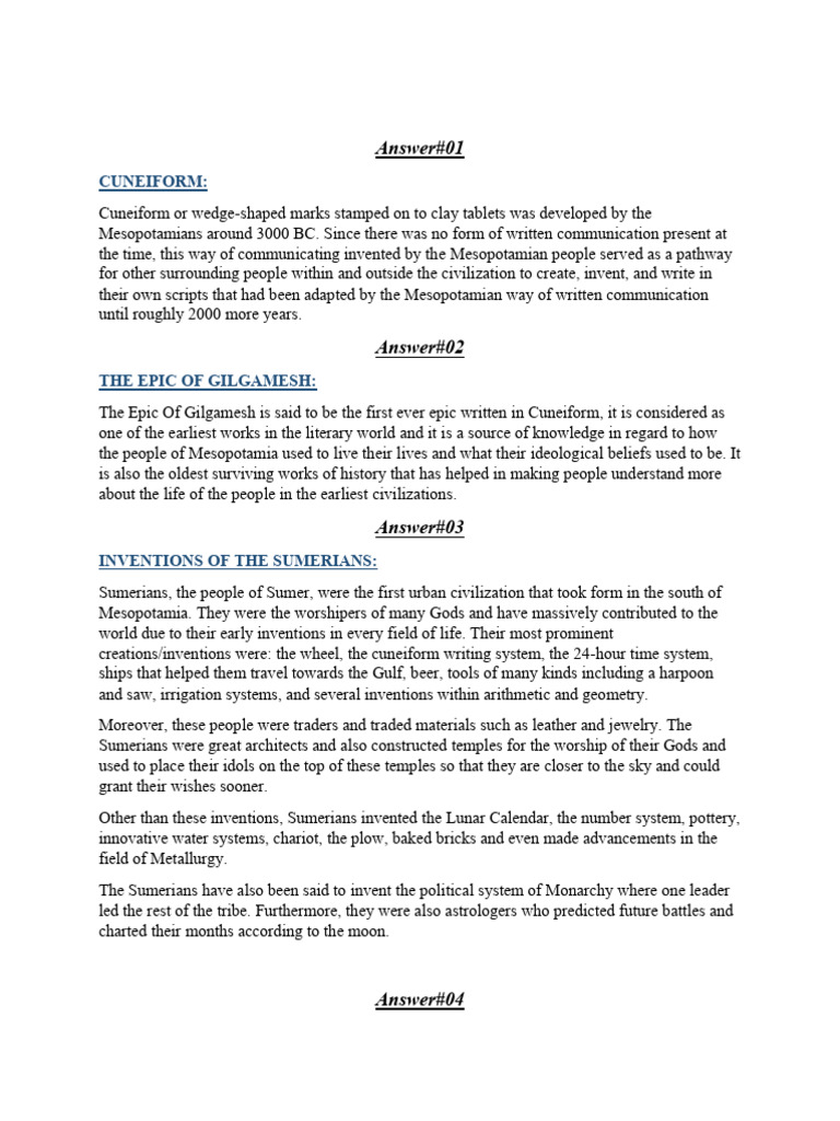 Contributions and Development of Akkadians and Assariyans | PDF | Sumer ...