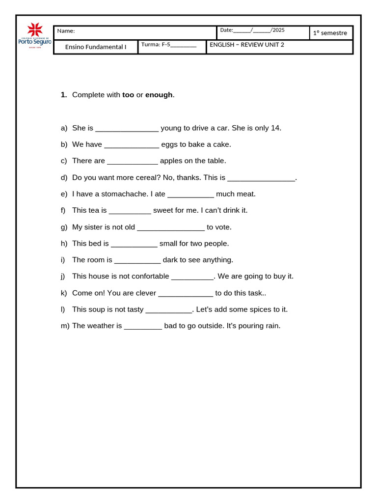 English Review: Unit 2 Exercises | PDF