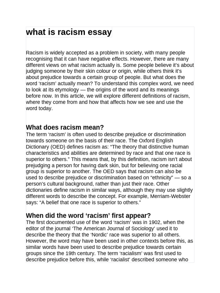 Understanding Racism: Definitions and Types | PDF | Racism ...