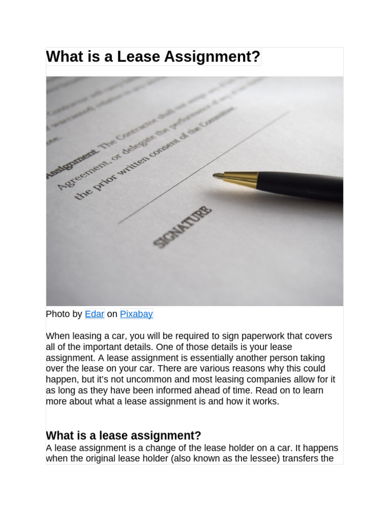 Understanding Car Lease Assignments | PDF | Lease | Assignment (Law)