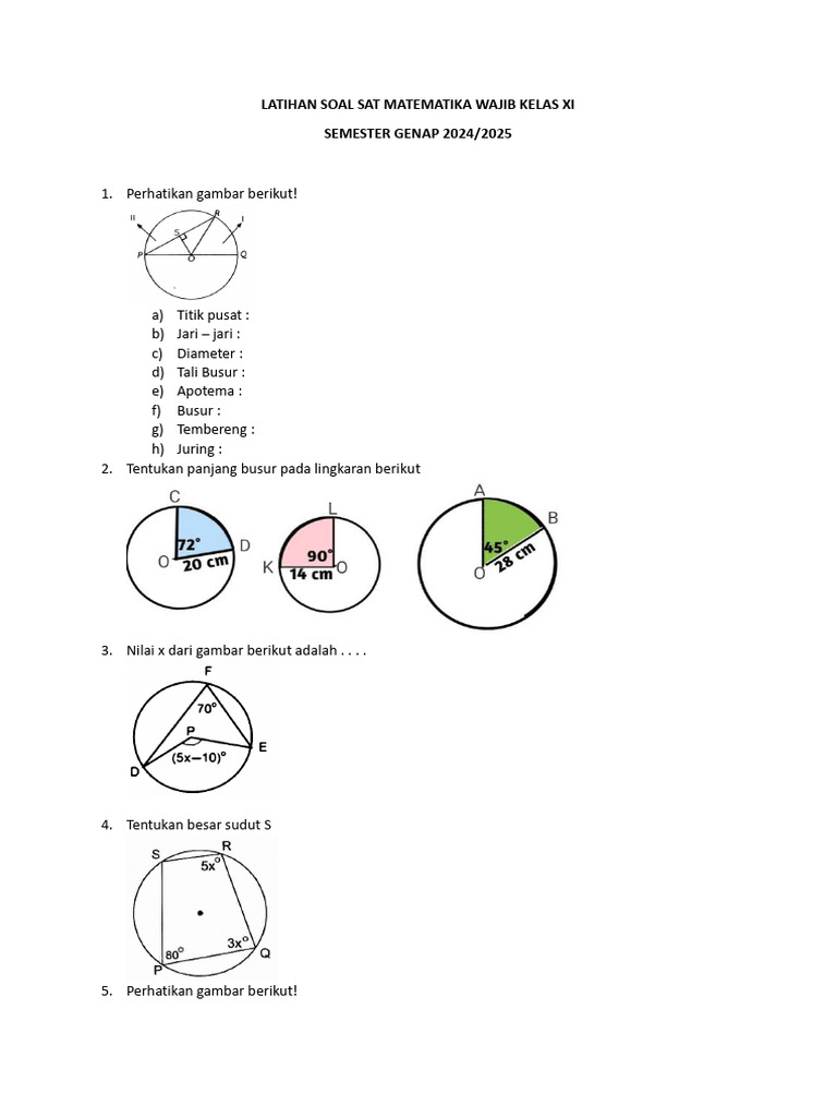 Soal Latihan SAT Matematika Kelas XI | PDF