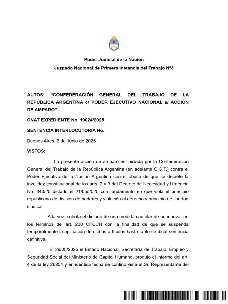 La Justicia Suspendió El Decreto Que Limita El Derecho A Huelga | PDF ...