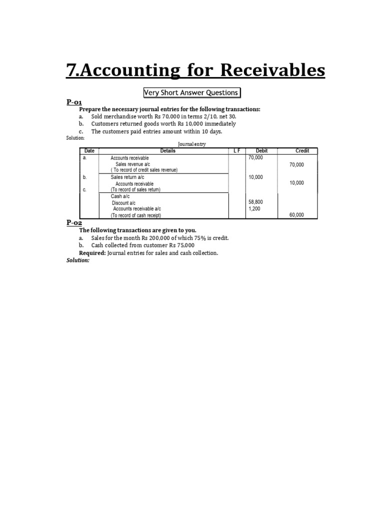 Account Receivables Notes | PDF | Debits And Credits | Bad Debt
