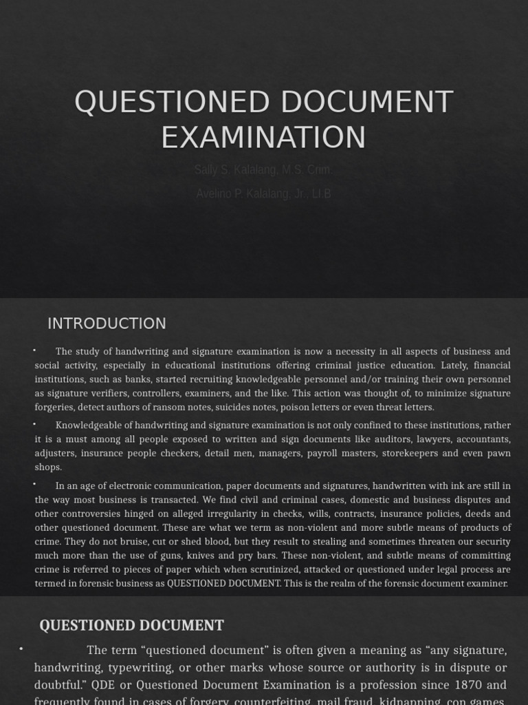 Forensic Examination of Questioned Documents | PDF | Ink