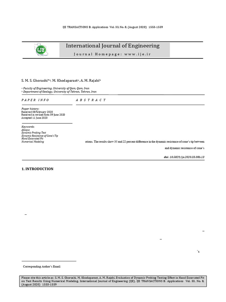 Dynamic Probing Test in Excavated Pits | PDF | Friction | Geotechnical ...