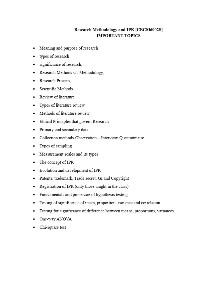 Research Methodology and IPR Overview | PDF