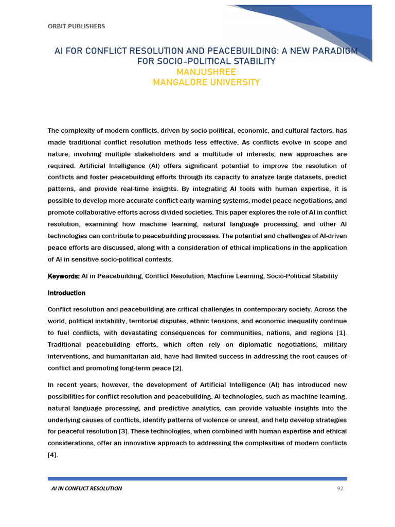 AI in Conflict Resolution Strategies | PDF | Artificial Intelligence ...