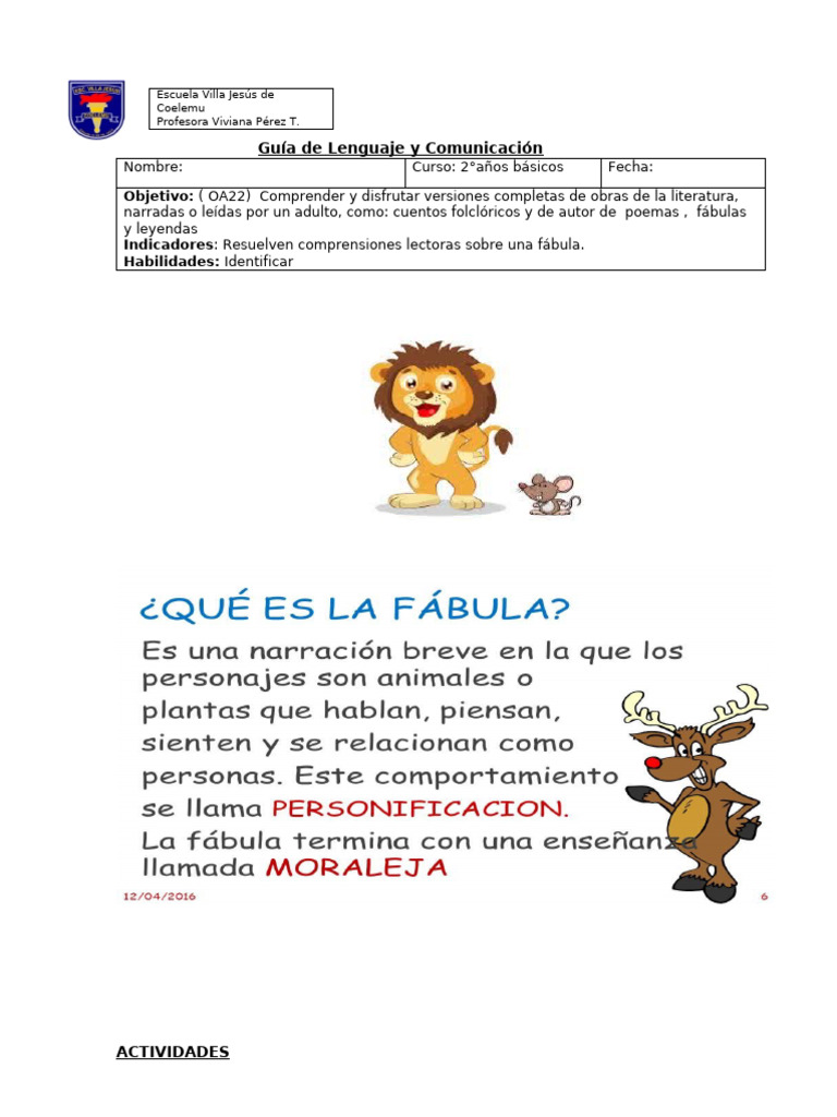 Guia N 1 La Fabula | PDF