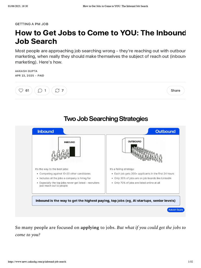 Inbound Job Search Strategies | PDF | Linked In | Recruitment