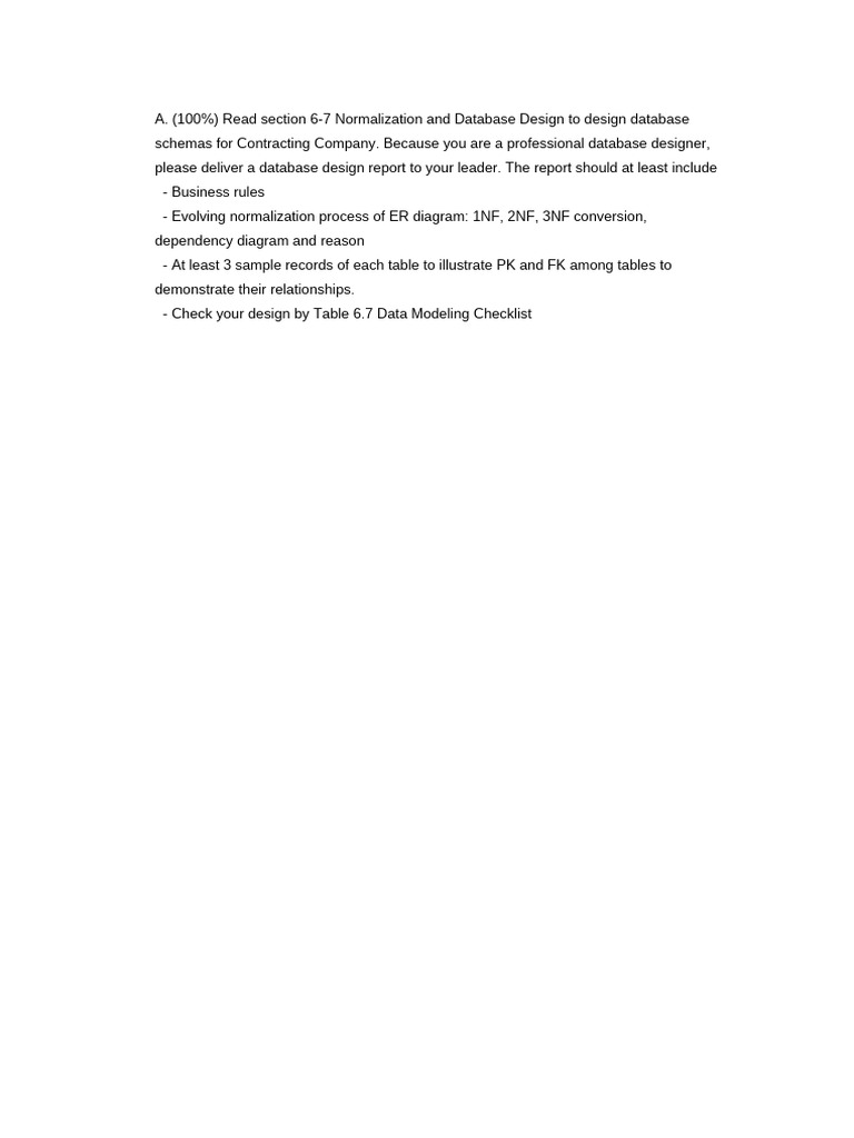 Database Design for Contracting Company | PDF