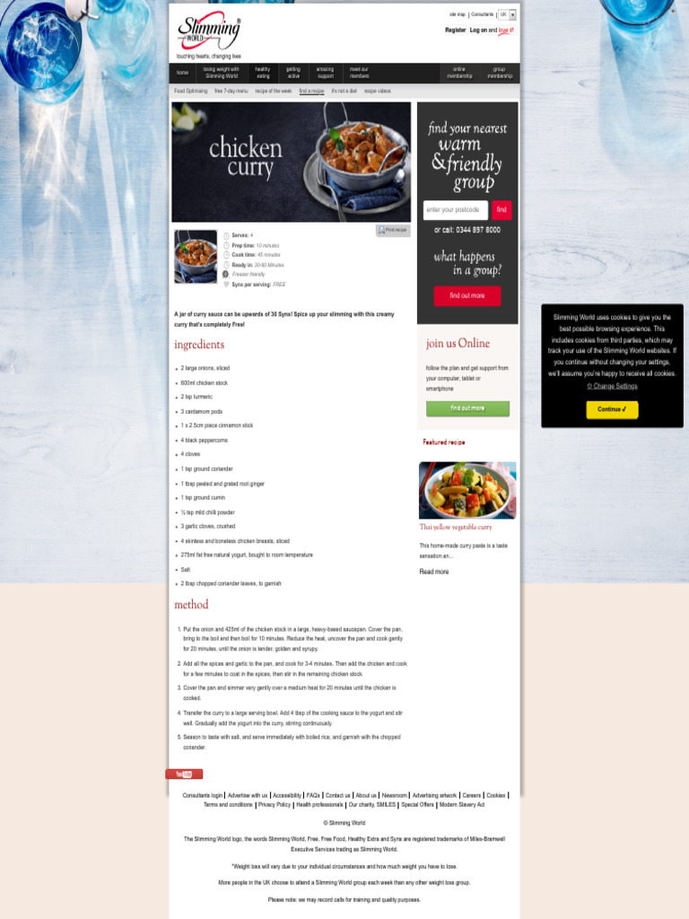 Chicken Curry - Recipes - Slimming World | PDF | Curry | Food And Drink ...