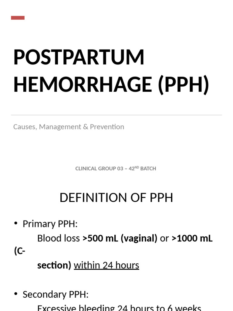 Postpartum Hemorrhage: Causes & Management | PDF | Childbirth | Human ...