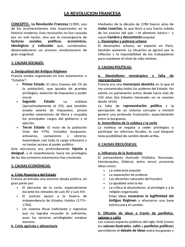 Causas de la Revolución Francesa | PDF | revolución Francesa | Francia