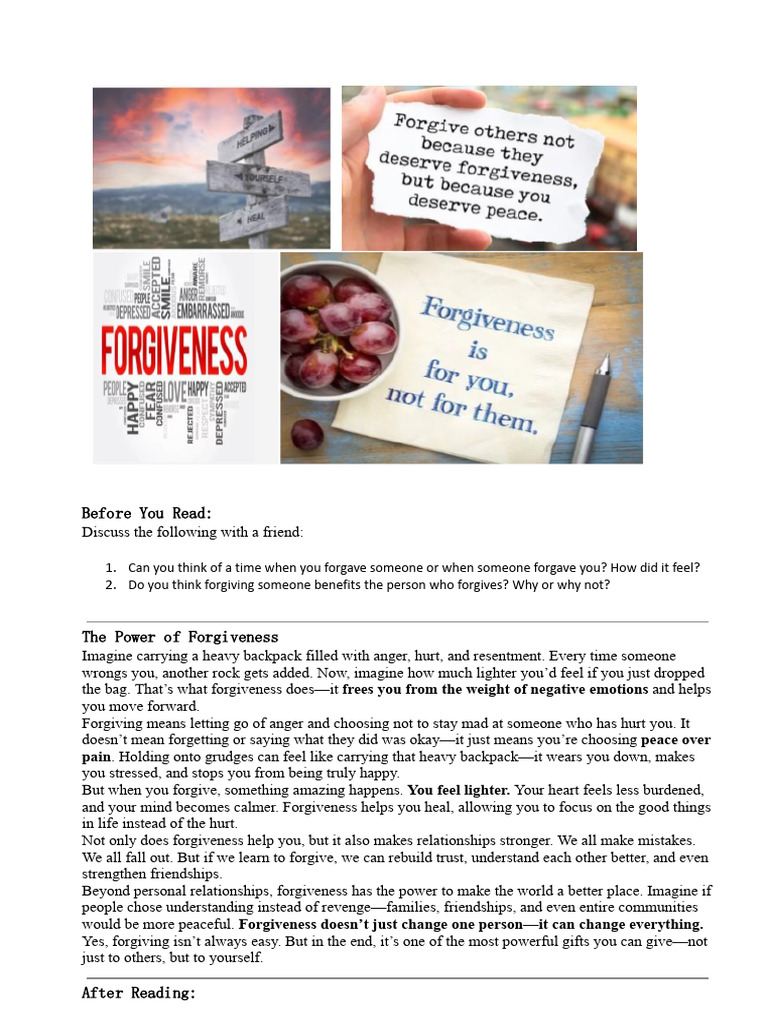The Benefits of Forgiveness Explained | PDF | Forgiveness | Cognition
