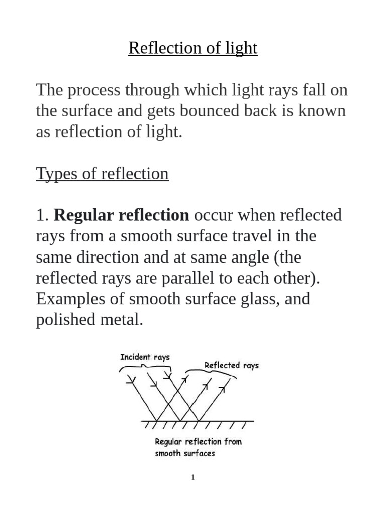 Regular vs. Diffuse Reflection Explained | PDF