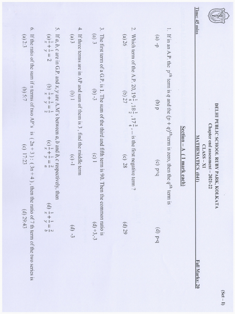 CL 11 Chapter End Assesment Mathematics 2021-22 | PDF