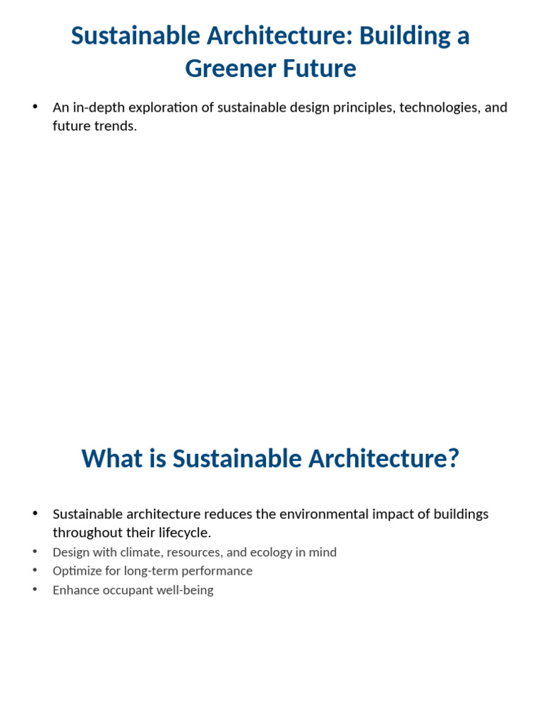 Sustainable Architecture for a Greener Future | PDF | Sustainable ...