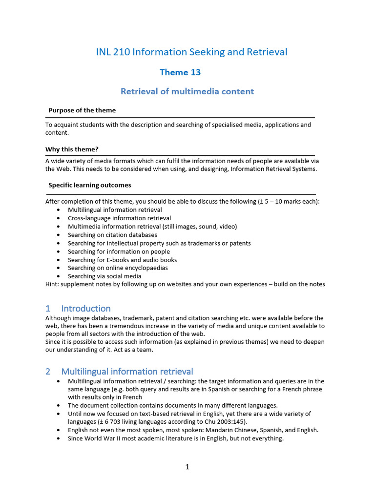 Multimedia Content Retrieval Techniques | PDF | Information Retrieval ...