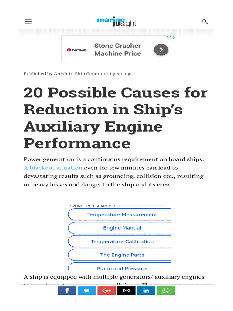 20 Causes of Auxiliary Engine Power Loss | PDF | Engines | Fuel Oil