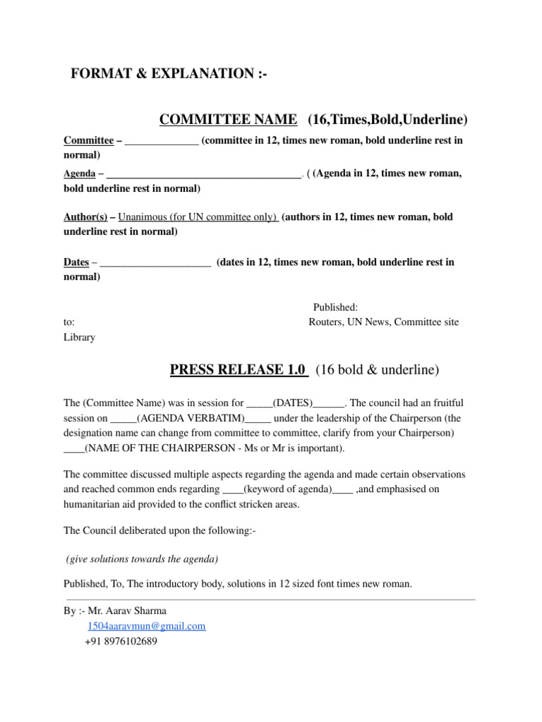 Press Release Format Prakhar Biswas | PDF