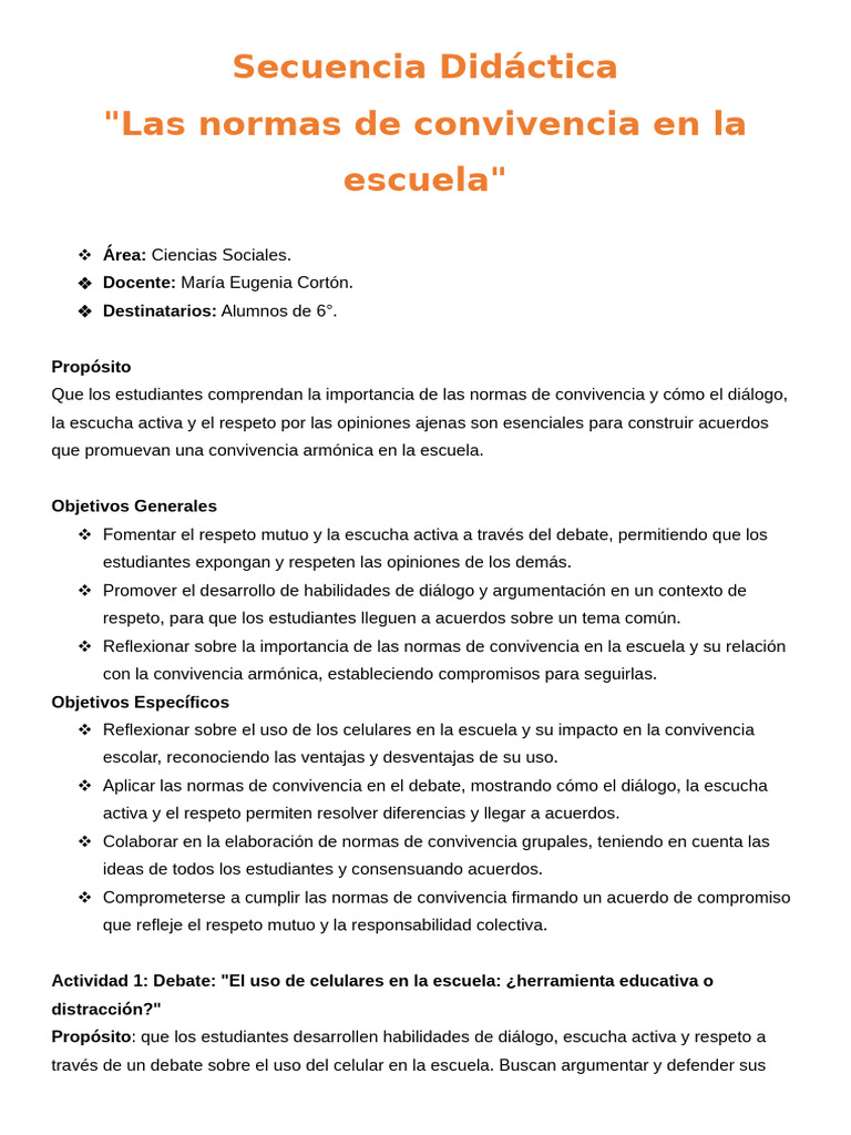 Normas de Convivencia en el Aula | PDF | Escuelas | Salón de clases