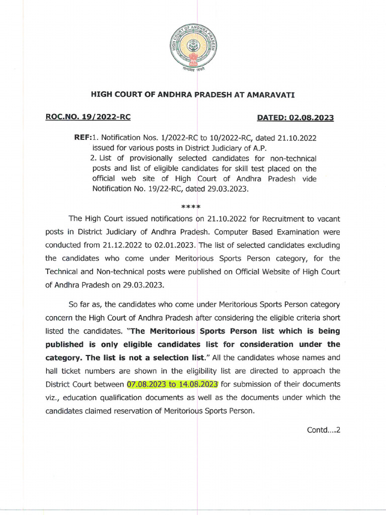 Notification 02.08.2023 Sports | PDF