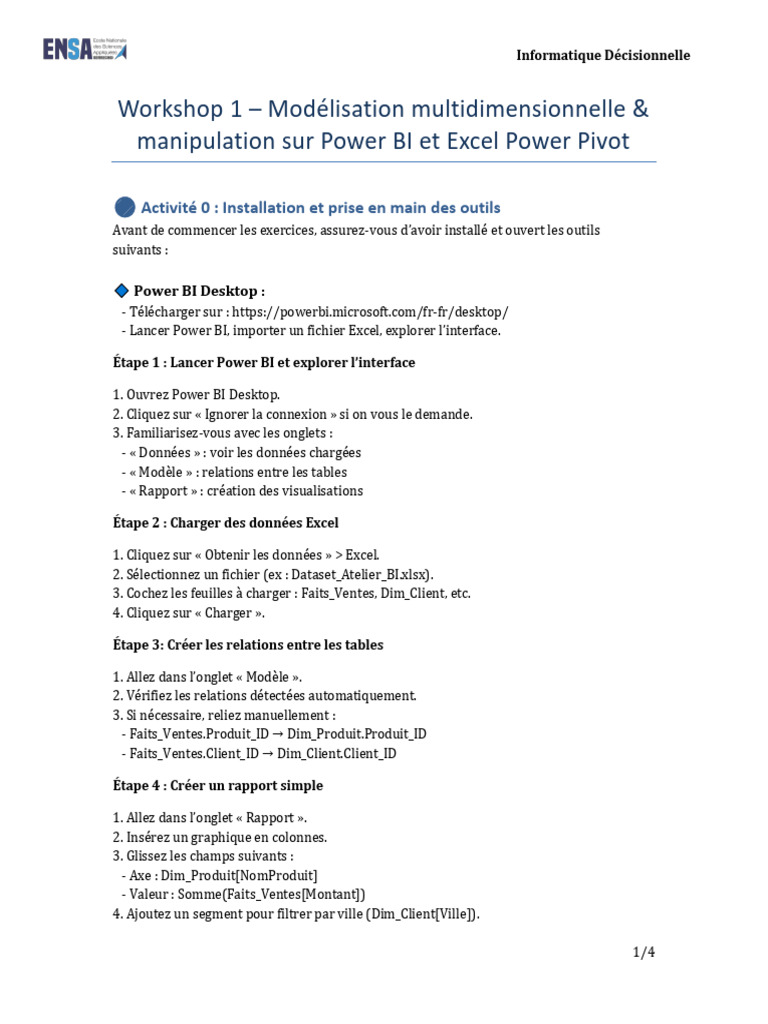 Modélisation BI : Power BI et Excel | PDF | Microsoft Excel | Logiciel
