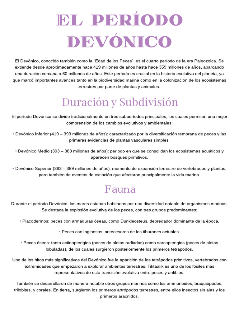 El Período Devónico: Evolución y Extinción | PDF | Ciencias de la Tierra