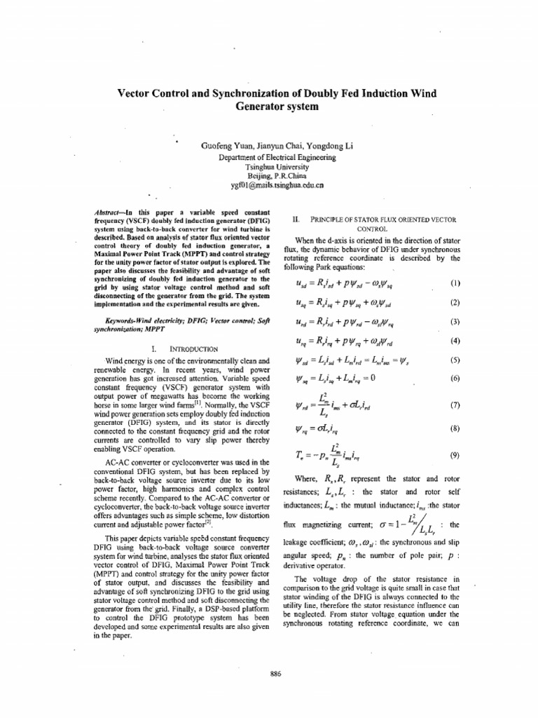 Vector Control for Doubly Fed Induction Generators | PDF | Electric ...