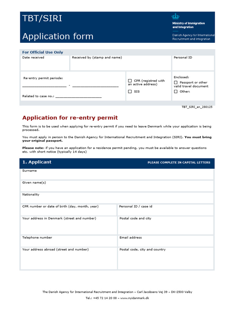 Re-Entry Permit Application Guide | PDF | Denmark | Fingerprint