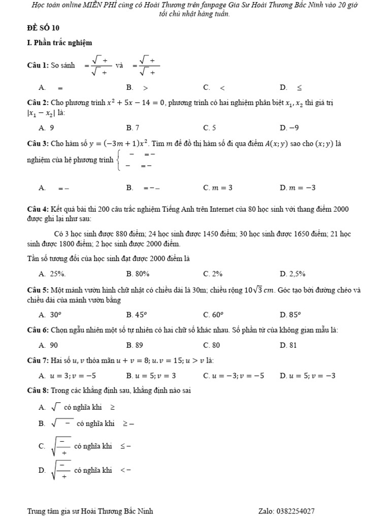 Đề Số 10 | PDF