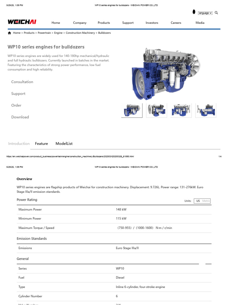 Wp10 Series Engines For Bulldozers Weichai Power Co Ltd Pdf