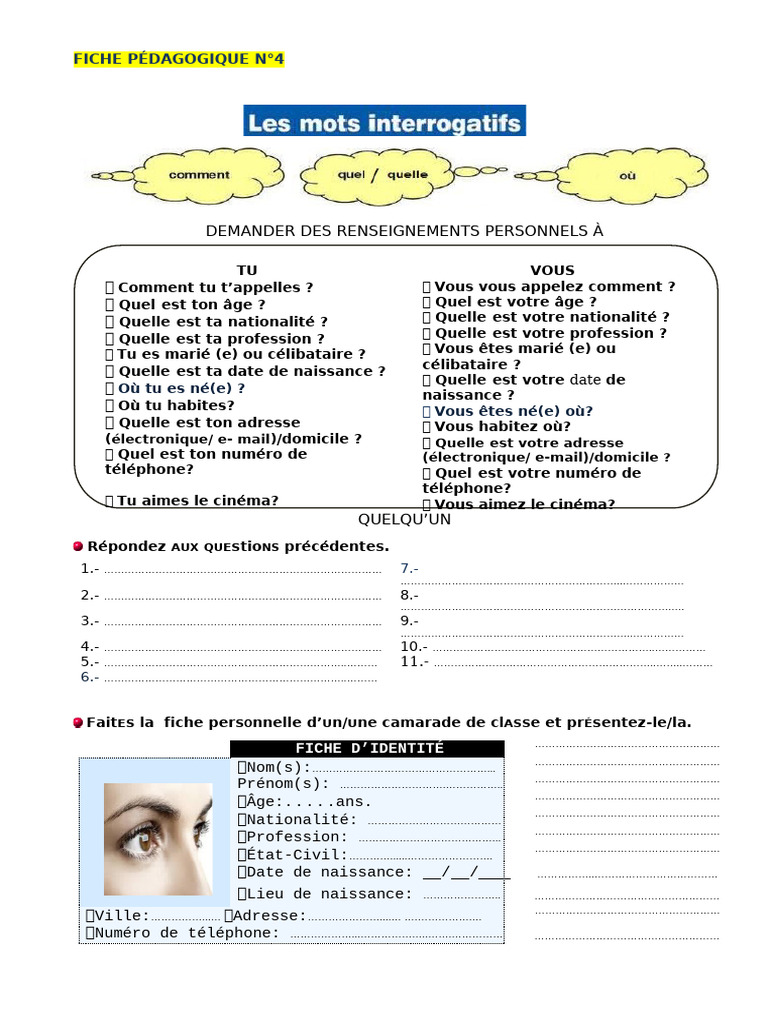 Questions de renseignements personnels | PDF | Drapeau | Rouge