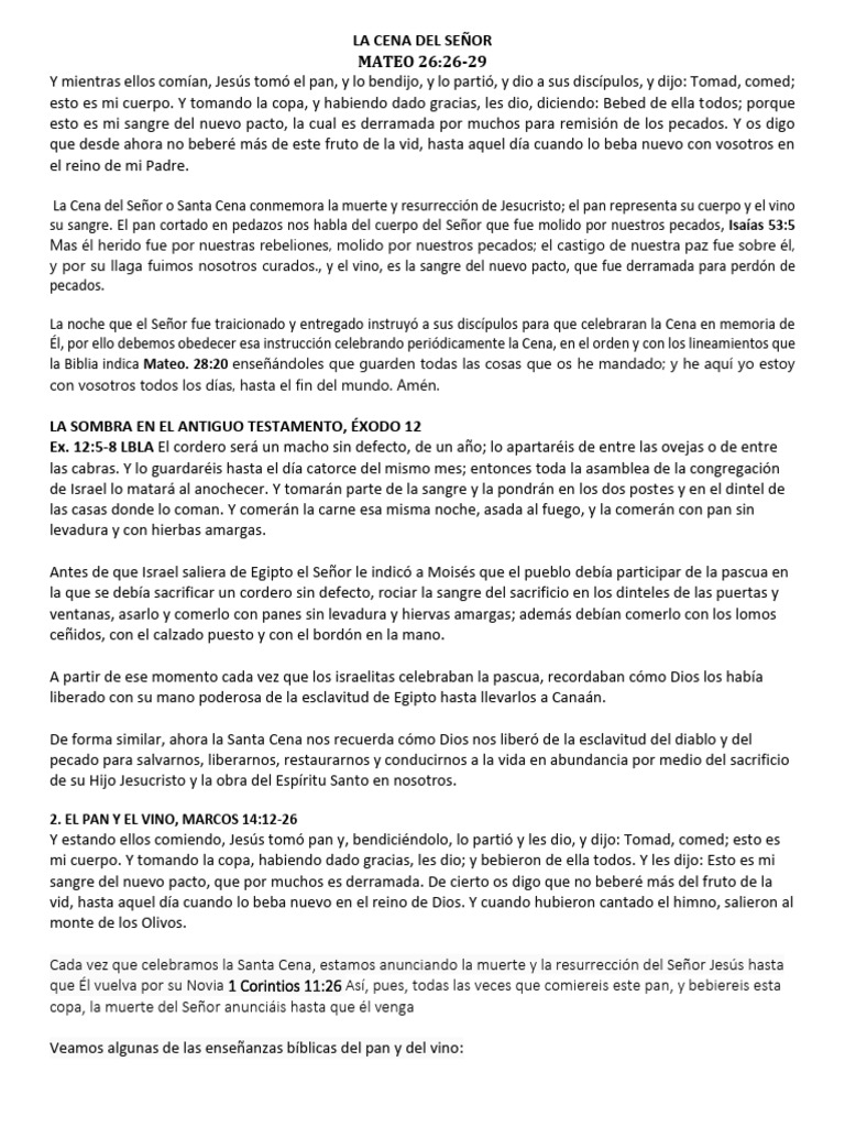 La Cena Del Señor | PDF | eucaristía | Cristo (título)